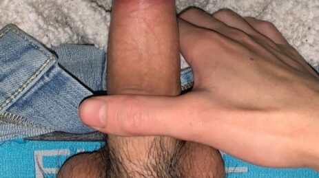 Boy in bed taking dick pics