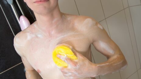 Cute boy in the shower