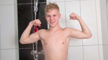 Cute nude shower boy