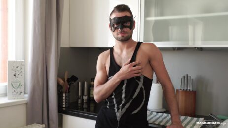 Masked guy masturbating