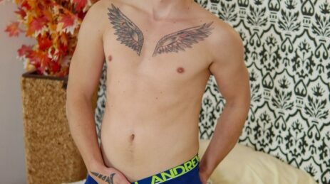 Twink with uncut cock