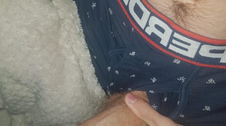 Uncut cock out of undies